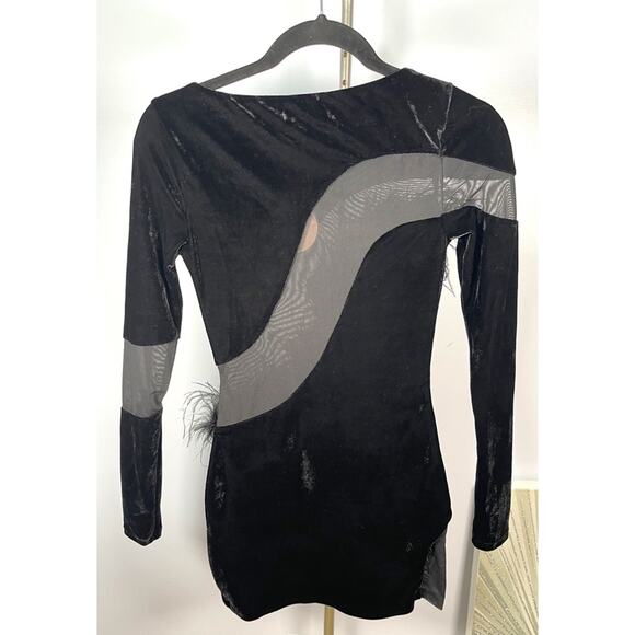 Camila Coelho Florence Long Sleeve Feather Mesh Bodycon Mini Dress Size XXS - Picture 5 of 7